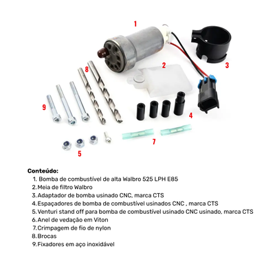 Bomba de Baixa Pressão do Tanque de Combustível CTS Turbo Stage 3 (Walbro 525) Para VW Audi Golf GTI Jetta GLI, A3 S3 8V, A4 A5 B9 2.0TSI EA888 GEN3
