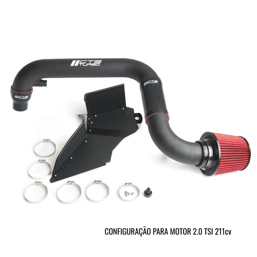 Intake em Alumínio com Defletor de Calor CTS Turbo para VW Audi Jetta MK6, Fusca, Passat, A3 8P EA888 2.0T TSI 200cv, 211cv