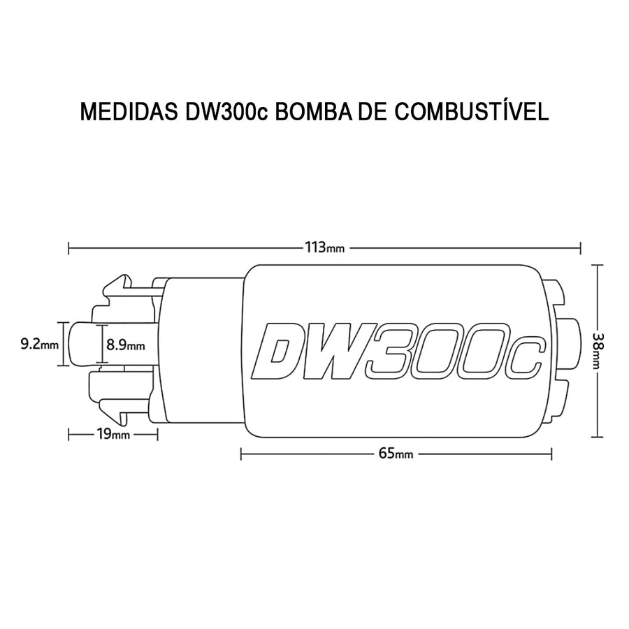 DW300c Bomba de Combustível 340L/h EVO X 2008-2015, Honda Civic 2012-2016, Dodge/Jeep 5.7L V8 2007-2017, Wrangler 07-17