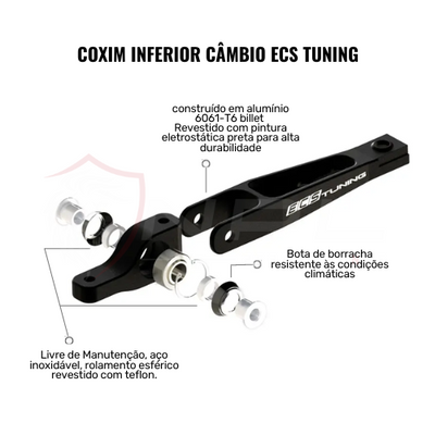 Coxim Inferior Câmbio + Dogbone de Alta Performance ECS Tuning para  VW/ Audi 2.0T Ea888 Gen3 MQB e RS3, TTRS 8V 2.5T EA855 EVO (Câmbio 7 velocidades DQ500) ECS Tuning