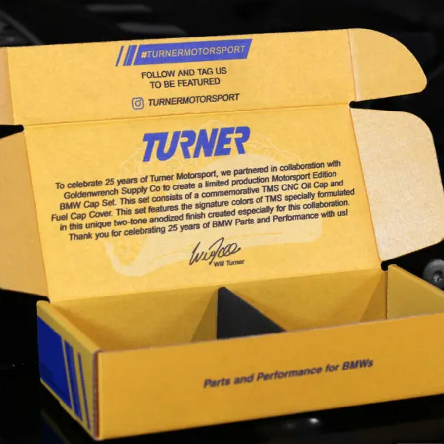 Jogo de Tampas Edição Limitada Turner X Goldenwrench Motorsport - Azul & Dourada - Para BMW M235i, M240i, M3, M4, X6 M Turner Motorsport