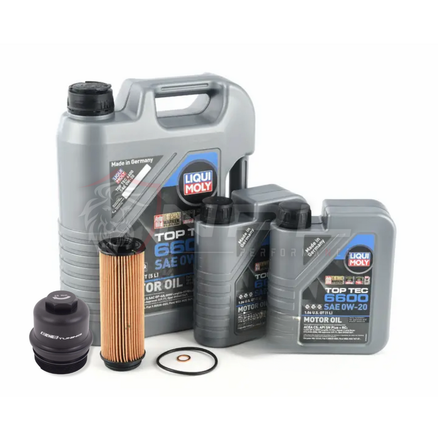 Kit de Troca de Óleo Liqui Moly 0W-20 Com Copo do Filtro de Óleo Billet ECS Para BMW X3 X4 M40i, G20 M340i, G29 Z4 M40i, G30 540i Motor B58 Gen2 3.0L