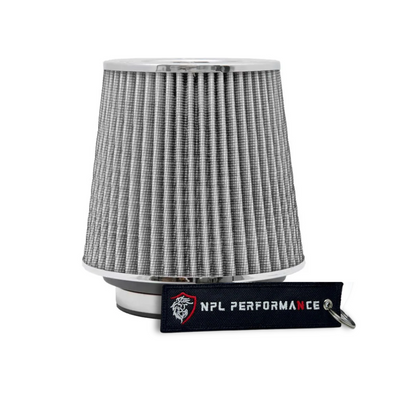 Filtro De Ar Esportivo K&N RG-1001WT Duplo Fluxo com Entrada Ajustável PARA 3" | 3,5" | 4" - Cinza