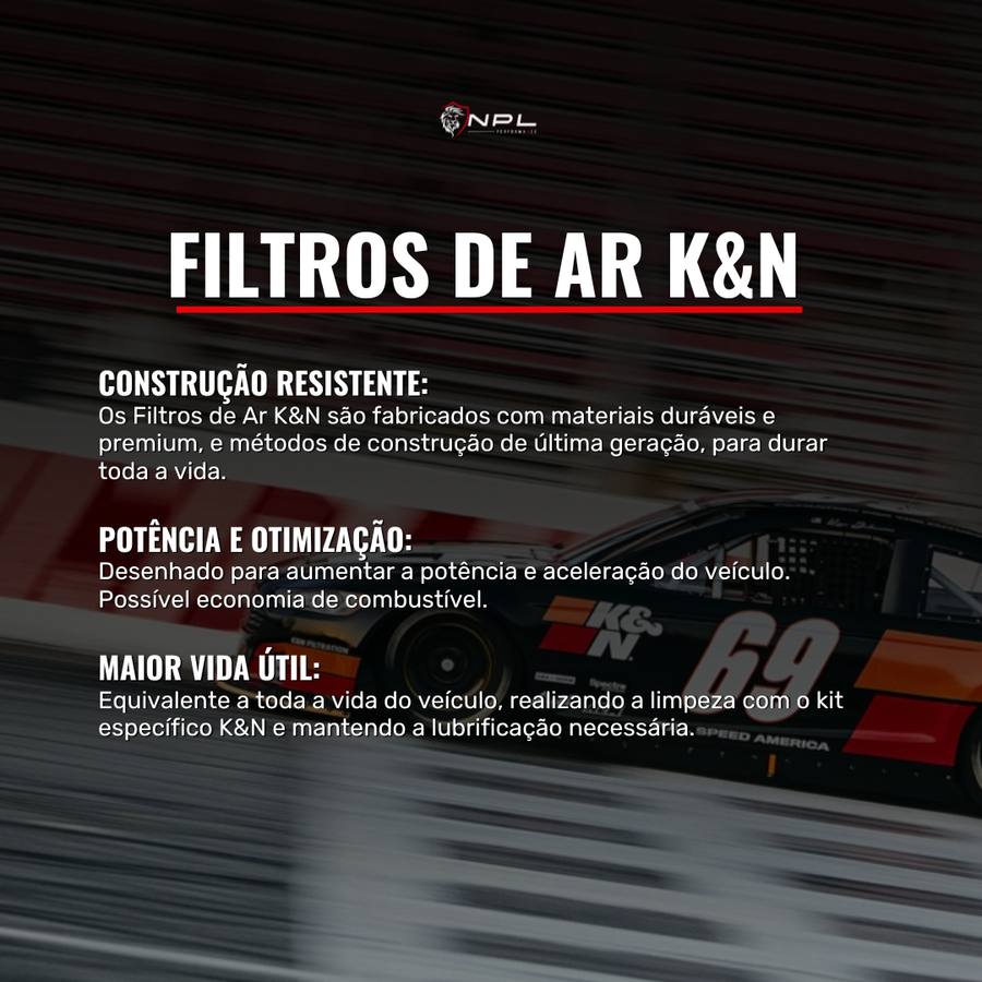 Filtro de Ar K&N de Alto Fluxo 33-2963 BMW X1 20i 28i, Z4 28i, 528i 2.0T (2013 - 2016)