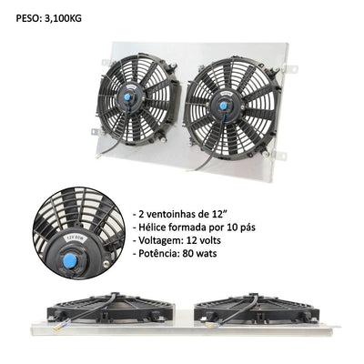Radiador de Água Completo com Ventoinhas para Golf/A3 1.8t MK4 1999-2006