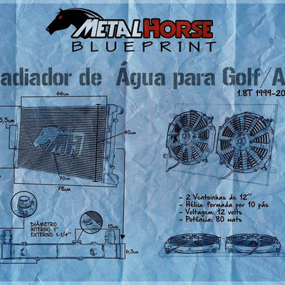 Radiador de Água Completo com Ventoinhas para Golf/A3 1.8t MK4 1999-2006