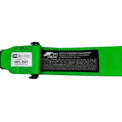 Cinto Racing 5 Pontos de 3" Polegadas Certificado SFI 16.1 Validade 12/2027 - Verde
