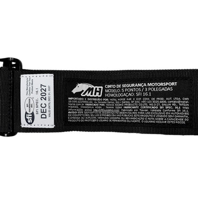 Cinto Racing 5 Pontos de 3" polegadas Certificado SFI 16.1 Travamento Latch Link Validade 12/2027 - Preto
