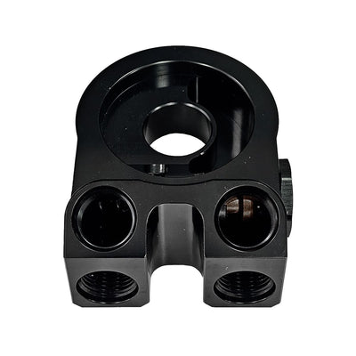 Suporte de Filtro de Óleo para Radiador Remoto com Termostato 80° C (Tipo Sandwich Plate) - Preto