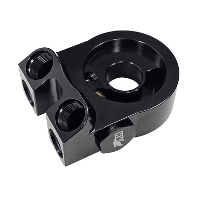 Suporte de Filtro de Óleo para Radiador Remoto com Termostato 80° C (Tipo Sandwich Plate) - Preto