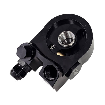 Suporte de Filtro de Óleo para Radiador Remoto com Termostato 80° C (Tipo Sandwich Plate) - Preto