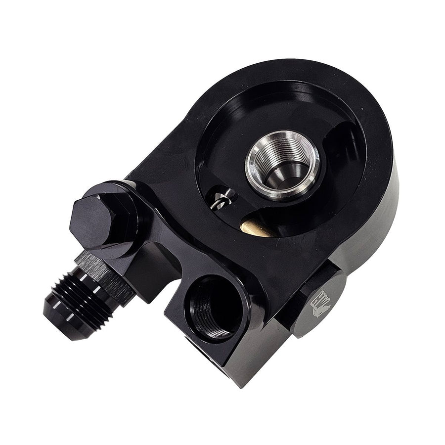 Suporte de Filtro de Óleo para Radiador Remoto com Termostato 80° C (Tipo Sandwich Plate) - Preto