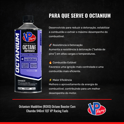 Octanium Madditive (ROXO) Octane Booster Com Chumbo 946ml 1QT VP Racing Fuels