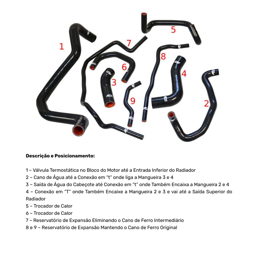Kit Mangueira com Abraçadeiras de Radiador de Água em Silicone para VW / Audi Golf MK4 1.8T 20v