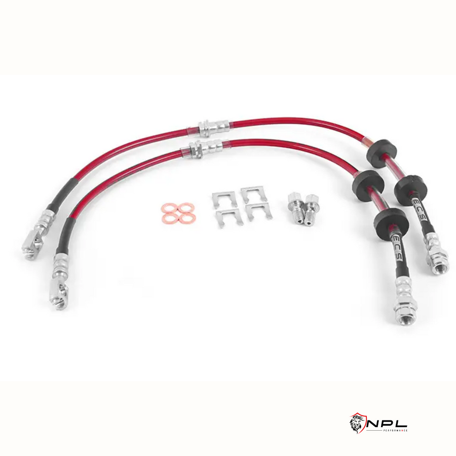 Kit Completo Aeroquip de Freios em Malha de Aço Dianteiro e Traseiro VW Jetta MK7 GLI, Tiguan MQB / AUDI A3, S3 8V ECS Tuning