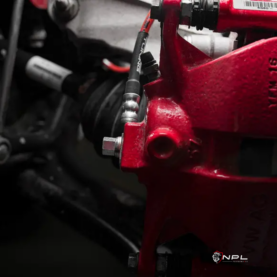 Kit Completo Aeroquip de Freios em Malha de Aço Dianteiro e Traseiro VW Jetta MK7 GLI, Tiguan MQB / AUDI A3, S3 8V ECS Tuning